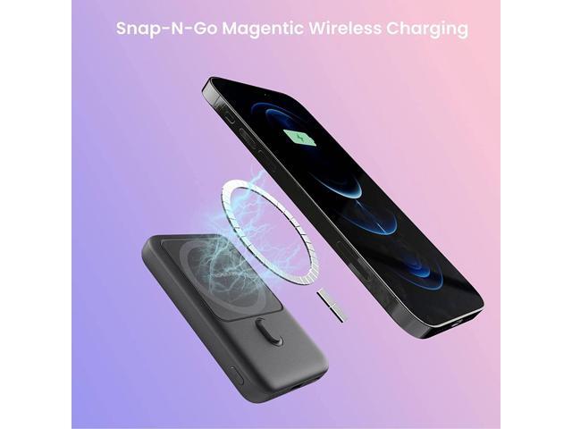 TECHSMARTER 10000mAh Magnetic Wireless Power Bank with Kickstand, 18W USB-C PD Portable Phone Charger. Compatible with iPhone 12, 13, 14, 15 Only