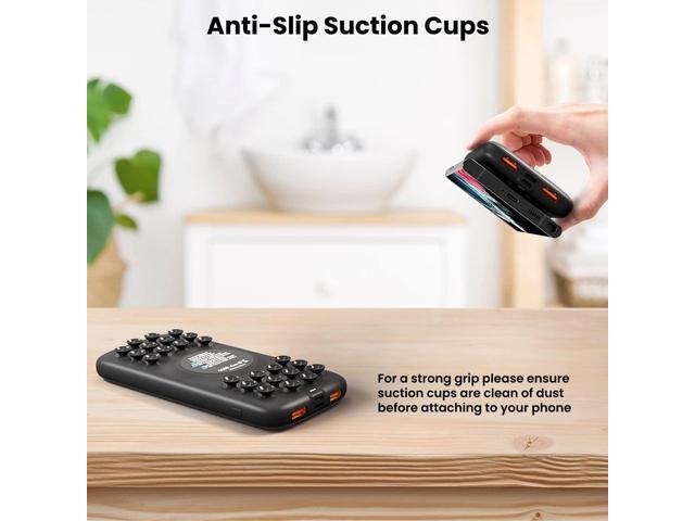 TECHSMARTER 10000mAh 22.5W USB-C PD Wireless Power Bank Charger with Anti-Slip Suction Cups & Kickstand, Compatible with Samsung S23, S22, S21,...