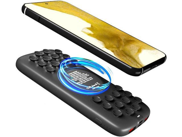 TECHSMARTER 10000mAh 22.5W USB-C PD Wireless Power Bank Charger with Anti-Slip Suction Cups & Kickstand, Compatible with Samsung S23, S22, S21,...