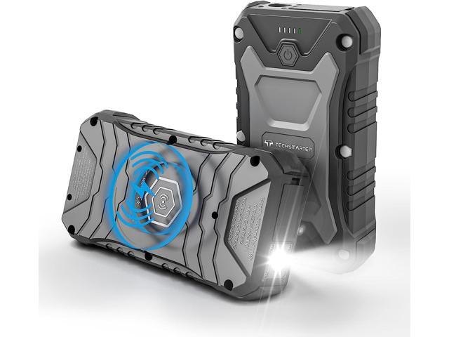 TECHSMARTER 30000mAh 65W USB-C PD Rugged and Waterproof, 15W Wireless Charging Portable Charger. Outdoors, Hiking, Camping, Laptop Power Bank...