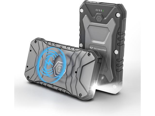 TECHSMARTER 10000mAh Rugged & Waterproof 22.5W USB-C PD & 15W Wireless Charging Portable Charger Power Bank for Outdoors, Hiking, Camping,...