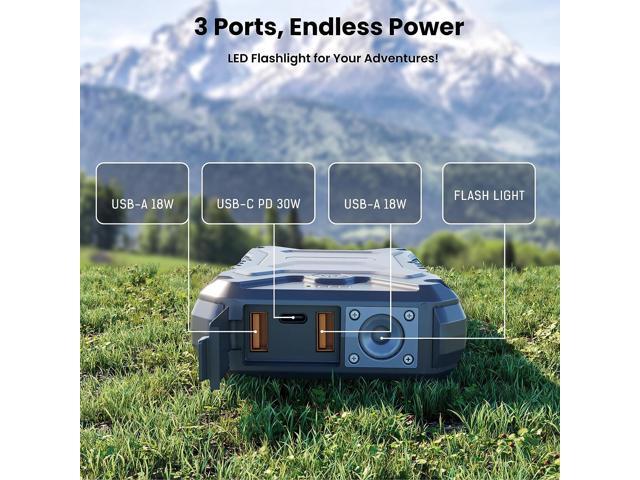 TECHSMARTER 20000mAh Rugged & Waterproof 30W USB-C PD & 15W Wireless Charging Portable Charger Power Bank for Outdoors, Hiking, Camping, Compatible...
