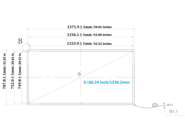 60 inch 10 Points Infrared Touch Screen Overlay, Multipoint IR touch Frame, USB Free Driver, Easy Fix and Install, for Digital Signage Whiteboard...