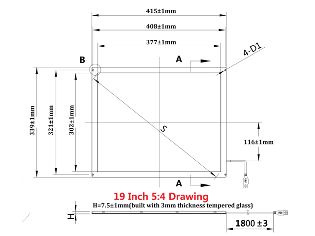 19 Inch 5:4 Ratio Multi Points IR Touch Screen Infrared Touch Panels Overlay USB Free Driver HID Compatible