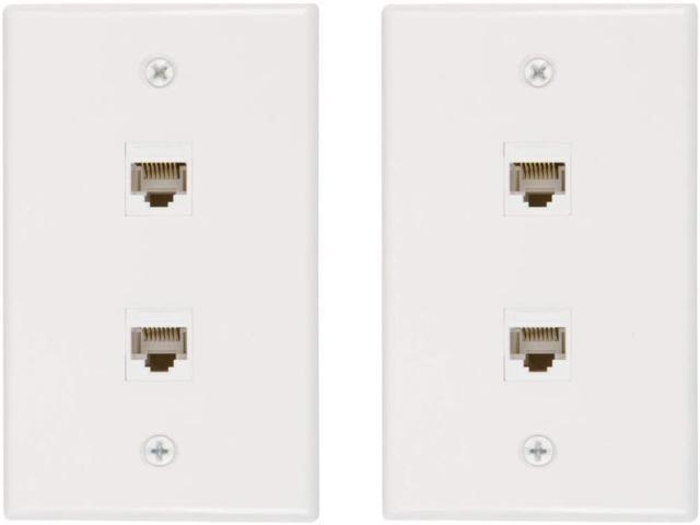 Photos - Chandelier / Lamp Buyer's Point 2 Port Cat6 Ethernet Wall Plate, Female-Female White - 2 Pac