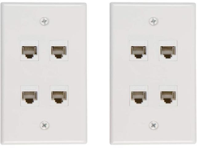 Photos - Chandelier / Lamp Buyer's Point 4 Port Cat6 Wall Plate, Female-Female White - 2 Pack 11112