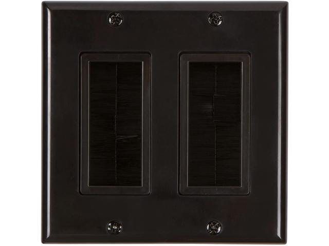 Buyer's Point Dual Brush Wall Plate [UL Listed] (Black) - 2 Pack