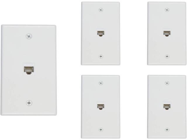 Photos - Chandelier / Lamp Buyer's Point 1 Port Cat6 Ethernet Wall Plate, Female-Female White - 5 Pac
