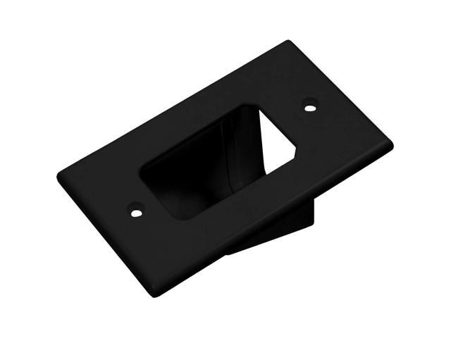 Single Gang Pass Through Wall Plate (Black) (2 Pack)