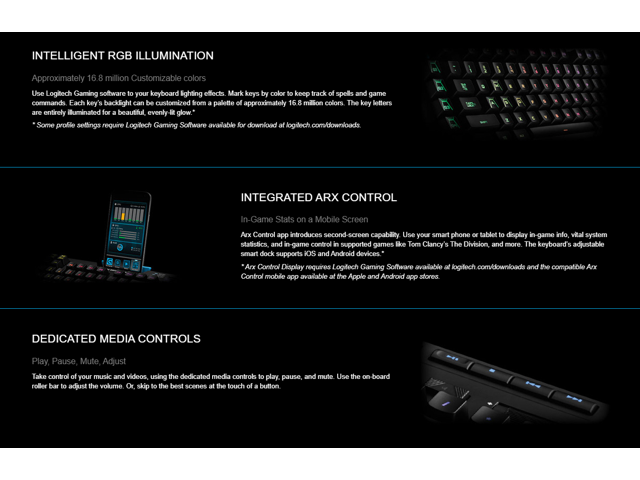 Logitech G910 Orion Spectrum RGB Mechanical Gaming Keyboard USB 920-008012