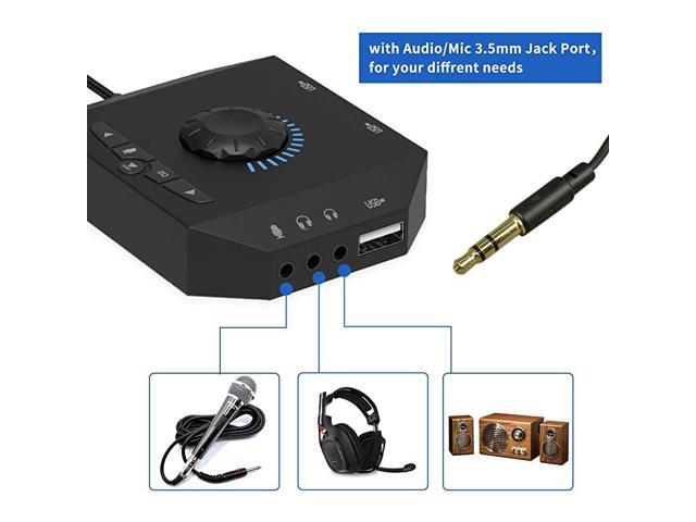 USB Hub with Audio Adapter External Sound Card with 35mm Headphone Microphone Jack and Volume Control 3 Port USB Hub for Laptop PC HDD Disk