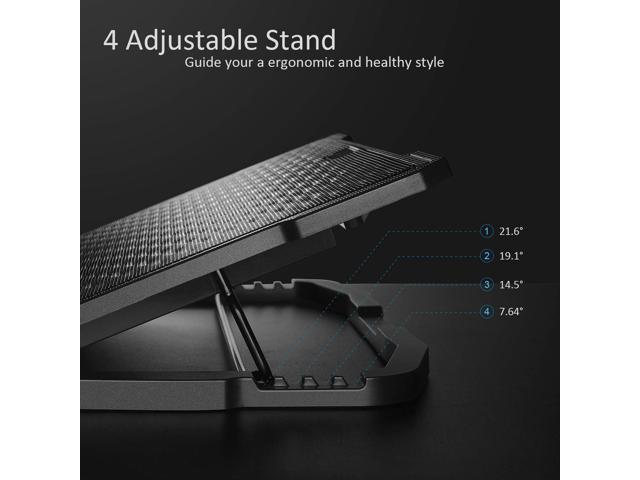 AICHESON Laptop Cooling Pad 5 Fans Up to 17.3 Inch Heavy Notebook Cooler, Blue LED Lights, 2 USB Ports, S035, Blue-5fans