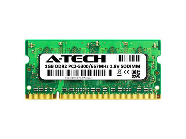 A-Tech 1GB DDR2 667MHz SODIMM PC2-5300 Non-ECC Unbuffered CL5 1.8V 200-Pin SO-DIMM Laptop Notebook Computer RAM Memory Upgrade Module