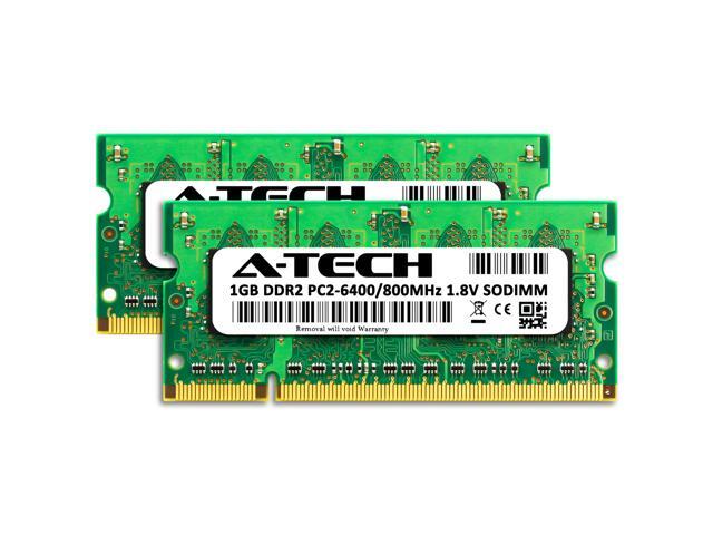 A-Tech 2GB (2x1GB) DDR2 800MHz SODIMM PC2-6400 Non-ECC Unbuffered CL6 1.8V 200-Pin SO-DIMM Laptop Notebook Computer RAM Memory Upgrade Kit