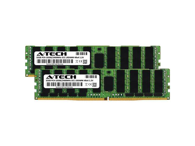 A-Tech 64GB (2x32GB) 4Rx4 PC4-19200L DDR4 2400 MHz ECC LRDIMM Load Reduced DIMM 288-Pin 4DRx4 Quad Rank x4 Server RAM Memory Upgrade Kit