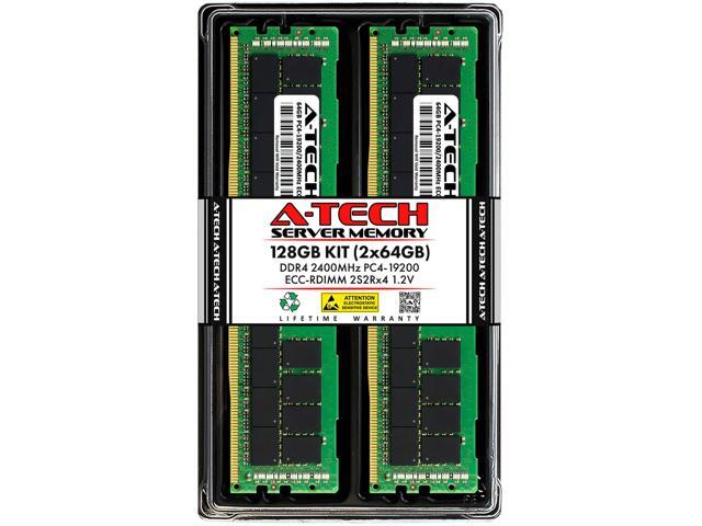 A-Tech 128GB (2x64GB) 2S2Rx4 (4Rx4 3DS) PC4-19200R DDR4 2400 MHz ECC RDIMM Registered DIMM 288-Pin Quad Rank x4 3DS/TSV Server & Workstation RAM...