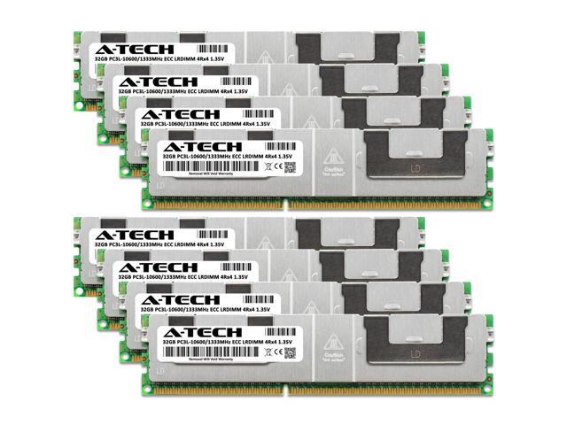 A-Tech 256GB (8x32GB) 4Rx4 PC3L-10600R DDR3 / DDR3L 1333 MHz ECC RDIMM 1.35V Registered DIMM 240-Pin Quad Rank x4 Low Voltage Server & Workstation...