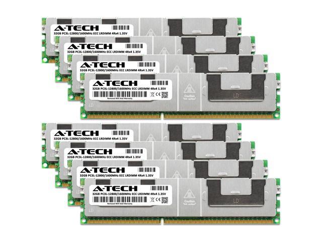 A-Tech 256GB (8x32GB) 4Rx4 PC3L-12800L DDR3 / DDR3L 1600 MHz ECC LRDIMM 1.35V Load Reduced DIMM 240-Pin Quad Rank x4 Low Voltage Server RAM Memory...