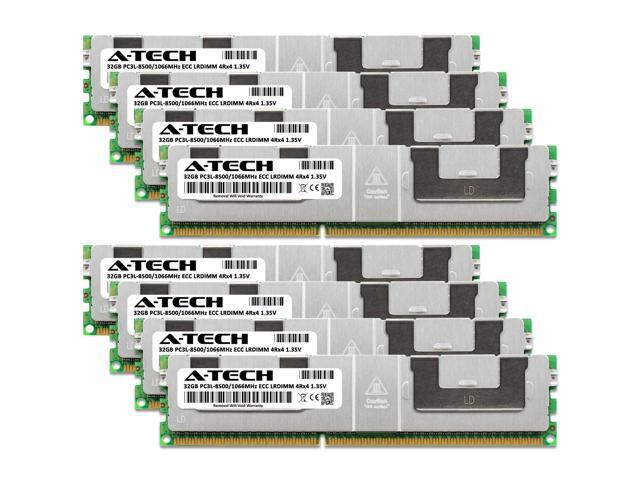 A-Tech 256GB (8x32GB) 4Rx4 PC3L-8500R DDR3 / DDR3L 1066 MHz ECC RDIMM 1.35V Registered DIMM 240-Pin Quad Rank x4 Low Voltage Server & Workstation...