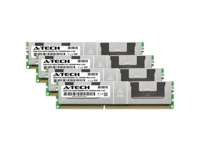 A-Tech 128GB (4x32GB) 4Rx4 PC3L-8500R DDR3 / DDR3L 1066 MHz ECC RDIMM 1.35V Registered DIMM 240-Pin Quad Rank x4 Low Voltage Server & Workstation...