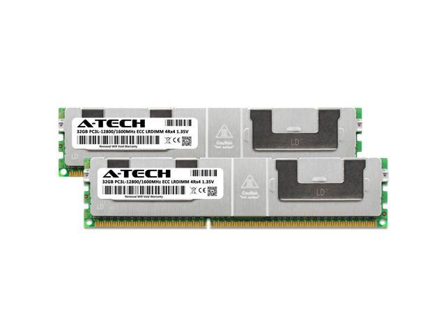 A-Tech 64GB (2x32GB) 4Rx4 PC3L-12800L DDR3 / DDR3L 1600 MHz ECC LRDIMM 1.35V Load Reduced DIMM 240-Pin Quad Rank x4 Low Voltage Server RAM Memory...
