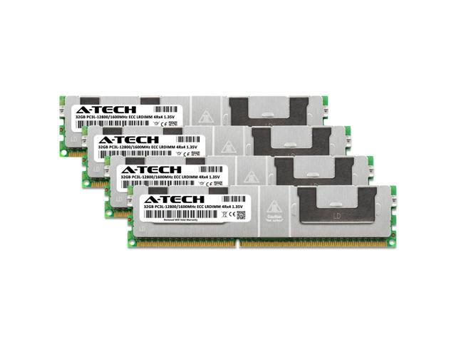 A-Tech 128GB (4x32GB) 4Rx4 PC3L-12800L DDR3 / DDR3L 1600 MHz ECC LRDIMM 1.35V Load Reduced DIMM 240-Pin Quad Rank x4 Low Voltage Server RAM Memory...