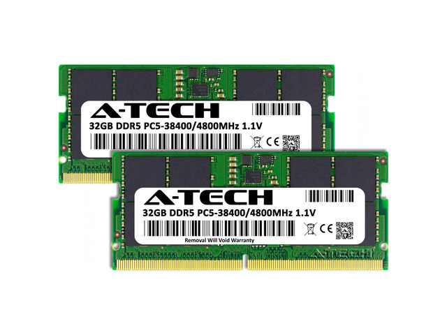 A-Tech 64GB Kit (2 x 32GB) DDR5 4800MHz SODIMM PC5-38400 Non-ECC Unbuffered CL40 1.1V 262-Pin SO-DIMM Laptop Notebook Computer RAM Memory Upgrade...