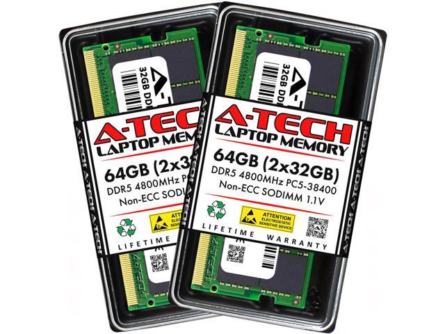 A-Tech 64GB Kit (2 x 32GB) DDR5 4800MHz SODIMM PC5-38400 Non-ECC Unbuffered CL40 1.1V 262-Pin SO-DIMM Laptop Notebook Computer RAM Memory Upgrade...