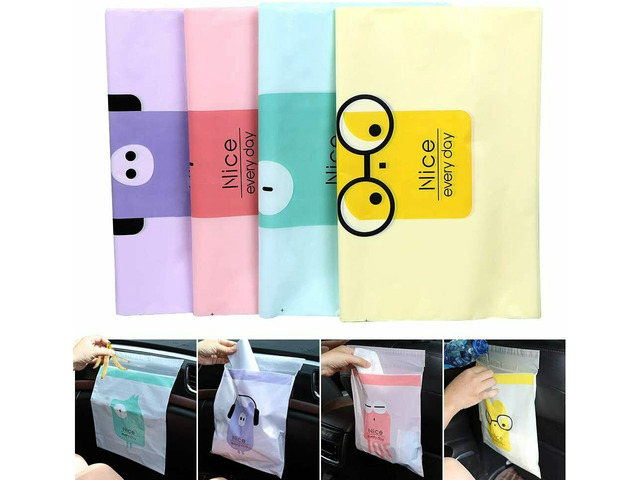 60PCS Easy Stick-On Disposable Car Trash Bag Vomit Bag Storage Self-adhesive