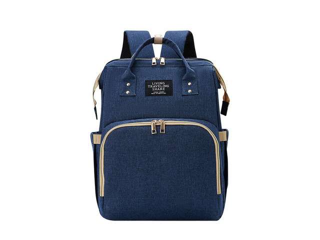 3 in 1 Foldbale Diaper Bag Baby Bed Portable Bassinet Crib Backpack Travel/Sleep(Dark Blue)