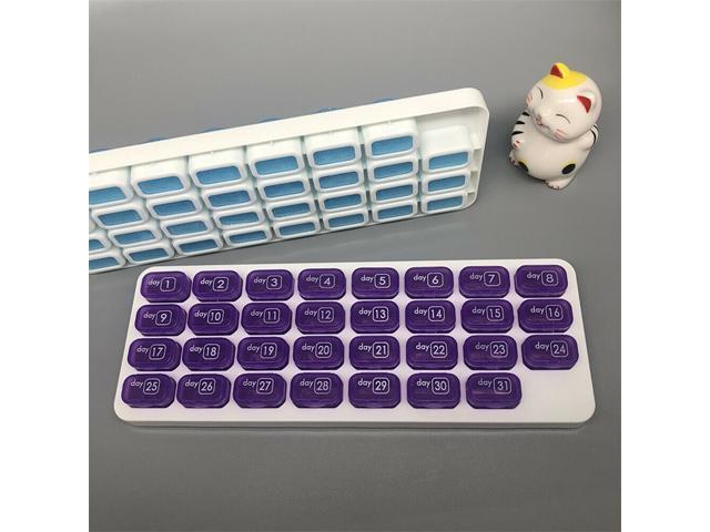 31 Day Monthly Pill Organizer Medication Pod Compartment Planner Box Plastic( 2 Pack)
