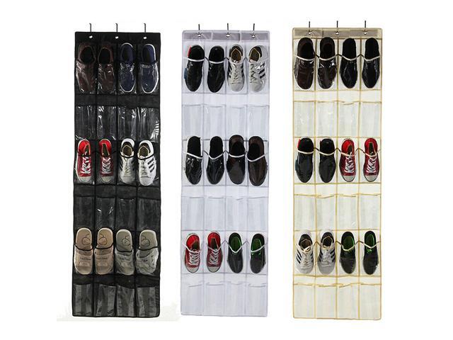 24 Wide Pockets Over the Door Shoe Organizer Hanging Shoe Holder PVC