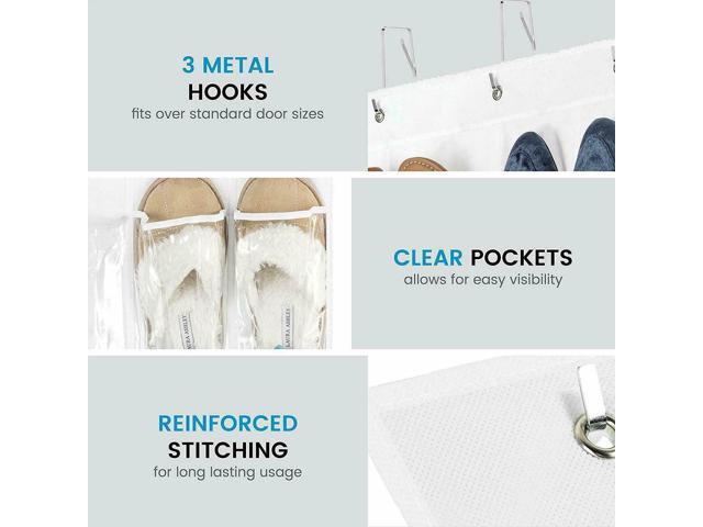24 Wide Pockets Over the Door Shoe Organizer Hanging Shoe Holder PVC