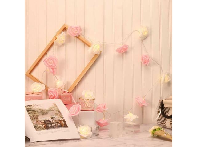 9.84 Ft 20 LED Rose Flower Lights String Battery Operated Wedding Home Party