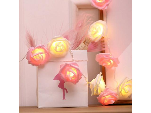 9.84 Ft 20 LED Rose Flower Lights String Battery Operated Wedding Home Party