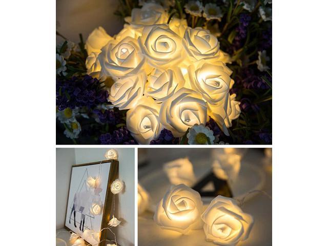 9.84 Ft 20 LED Rose Flower Lights String Battery Operated Wedding Home Party