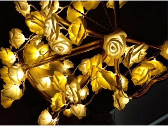 9.84 Ft 20 LED Rose Flower Lights String Battery Operated Wedding Home Party
