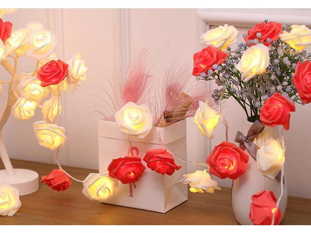 9.84 Ft 20 LED Rose Flower Lights String Battery Operated Wedding Home Party