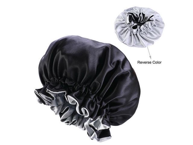 Double-sided Satin Night Sleep Cap Hair Bonnet Hat Head Cover w/ Elastic Band