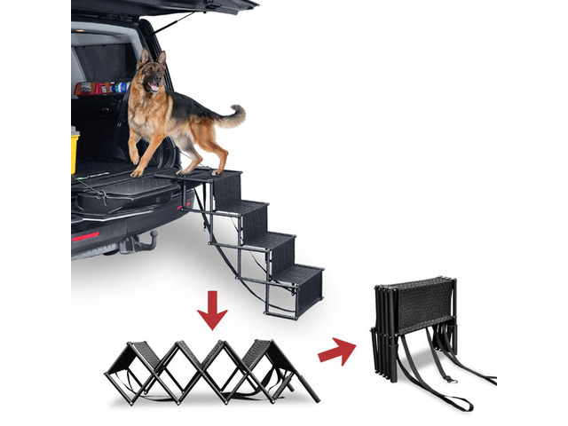 US Folding Dog Pet Steps Ramp Stairs Car Boot Portable Ladder Metal Accordion