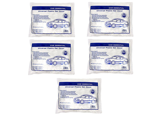 US 5Pc Clear Plastic Car Cover Dust Rain Elastic Band Disposable Auto Protect