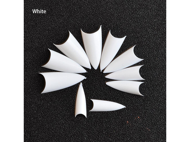 US 500Pcs Stiletto French False Fake Acrylic Nail Tips Coffin Nails Long