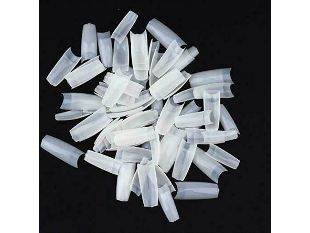 500 Pcs Coffin Nail Tips Long Square French Fake False Nails Transparent US 500gezhuang ziranse
