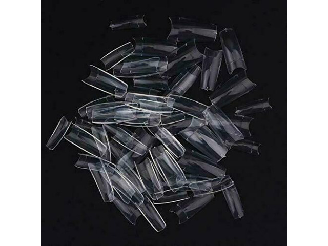 500 Pcs Coffin Nail Tips Long Square French Fake False Nails Transparent US 500gezhuang touming