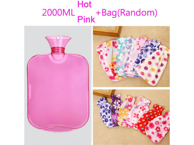 Large PVC Rubber HOT WATER BOTTLE Bag WARM Relaxing Heat / Cold Therapy 2 Liter 