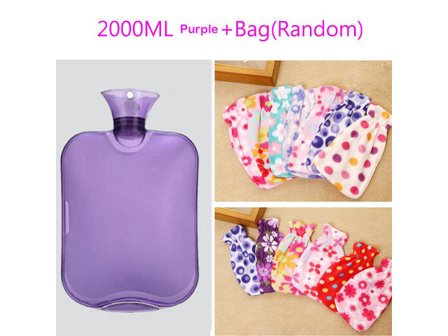 Large PVC Rubber HOT WATER BOTTLE Bag WARM Relaxing Heat / Cold Therapy 2 Liter 
