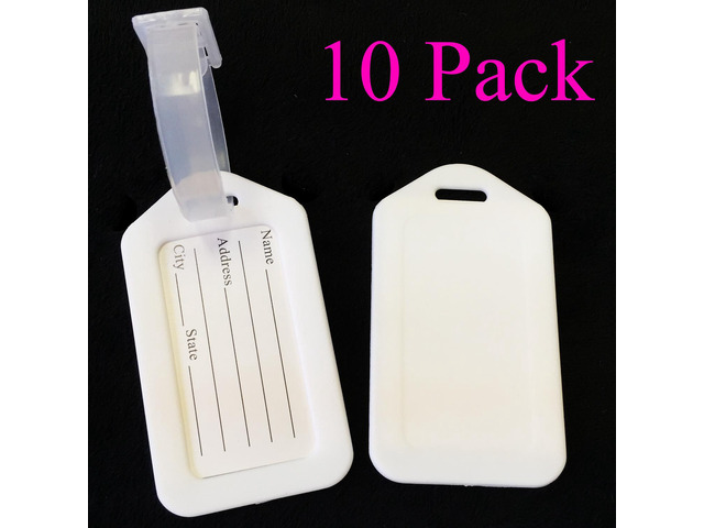 Pack of 10 Travel Luggage Bag Tag Plastic Suitcase Baggage Office Label, White