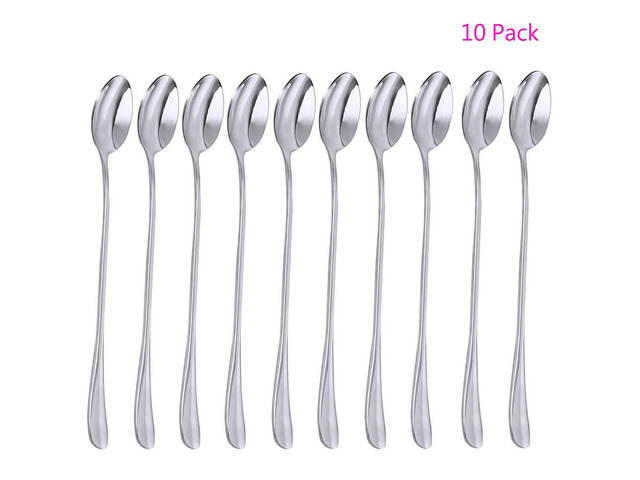 10 Pack Magik Long Handle Stainless Steel Mixing Ice Cream Coffee Spoon Set