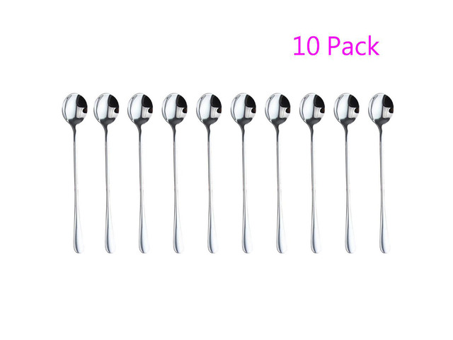 10 Pack Magik Long Handle Stainless Steel Mixing Ice Cream Coffee Spoon Set Long