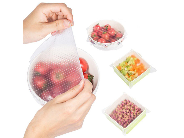 4~6 Pack Stretch Reusable Silicone Bowl Food Storage Wraps Cover Seal Fresh Lids